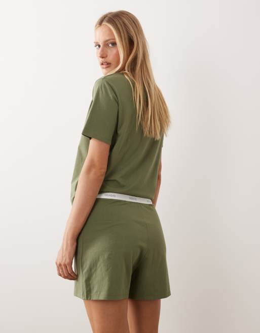 HUGO - Bodywear - Short confort d'ensemble avec taille à logo - Vert foncé, 4 de 4