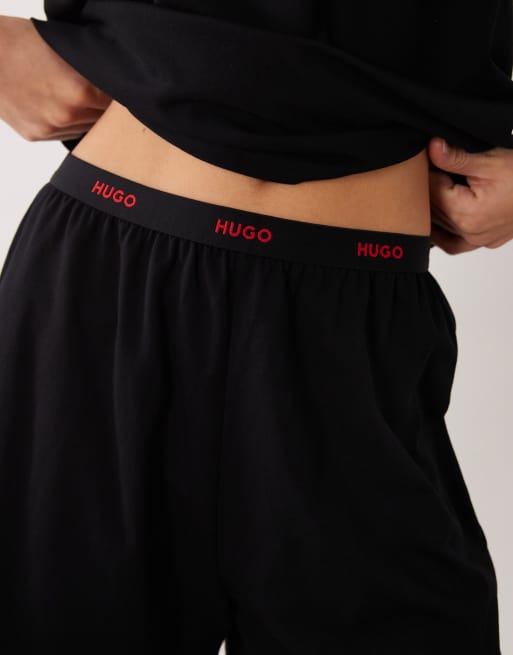 HUGO - Bodywear - Short d'ensemble confortable avec taille à logo - Noir, 3 de 4