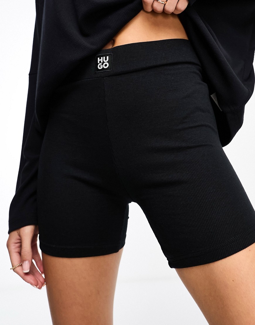 HUGO Bodywear shorts in black with logo print