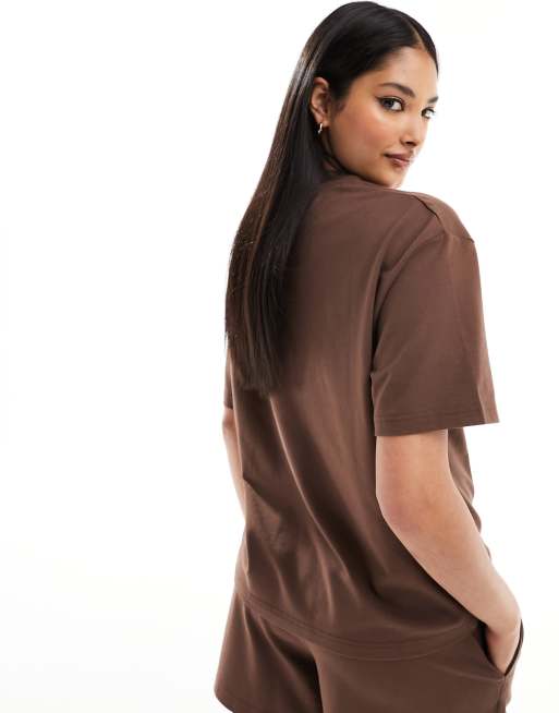 HUGO - Bodywear - Shuffle - T-shirt in bruin, 3 van 4
