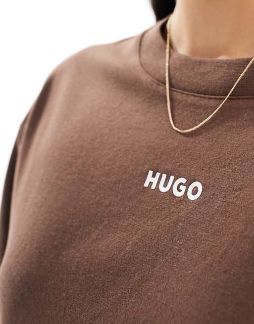 HUGO - Bodywear - Shuffle - T-shirt in bruin, 4 van 4