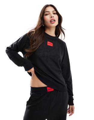 BOSS Bodywear HUGO Snoozie sweatshirt in black teddy fleece (part of a