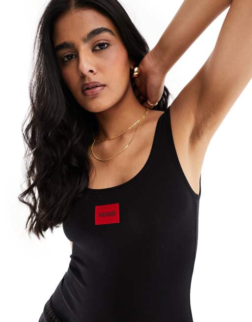 HUGO Bodywear - Sort bodystocking med rødt logomærke