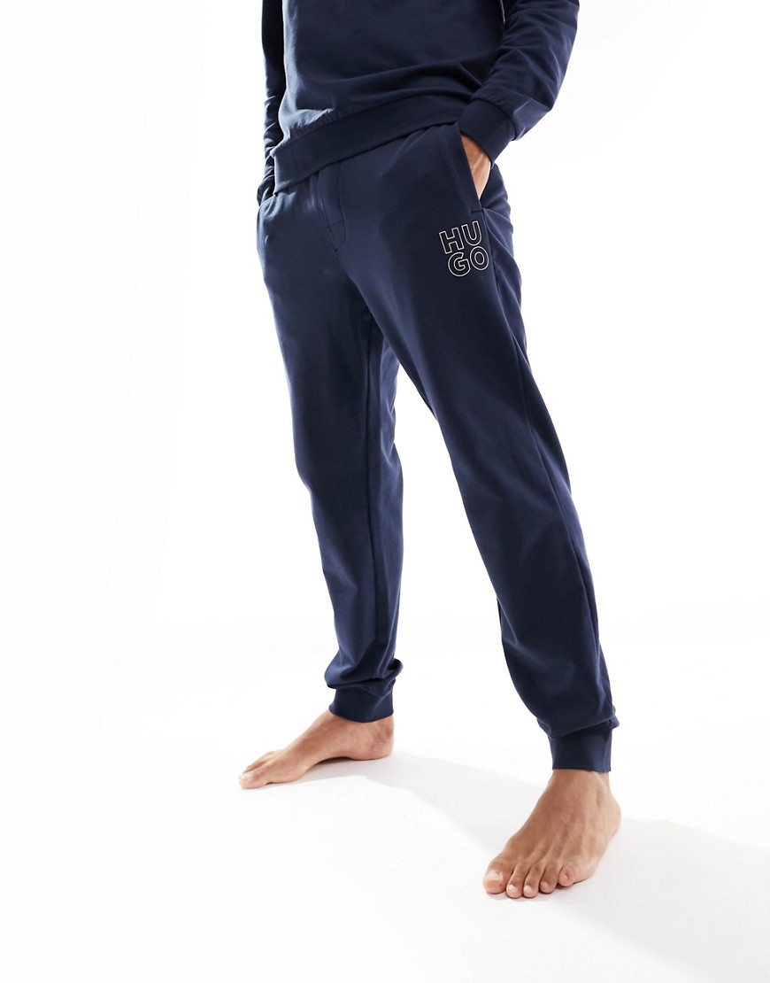 Hugo Bodywear stacked logo joggers in blue-Navy