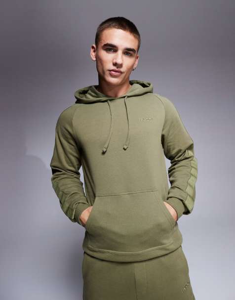 HUGO Bodywear - Sweat à capuche d'ensemble avec logo ton sur ton - Vert foncé - view 1