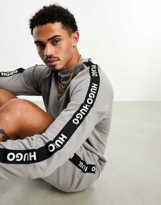 HUGO Bodywear sweatshirt with taped branding in grey ASOS