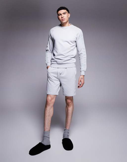 HUGO - Bodywear - Sweatshort in grijs met logo in dezelfde tint, deel van co-ord set