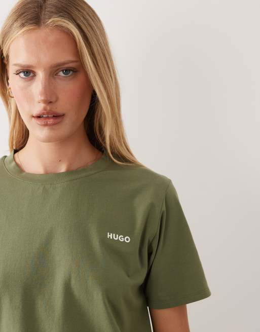 HUGO - Bodywear - T-shirt confort d'ensemble avec taille à logo - Vert foncé, 3 de 4