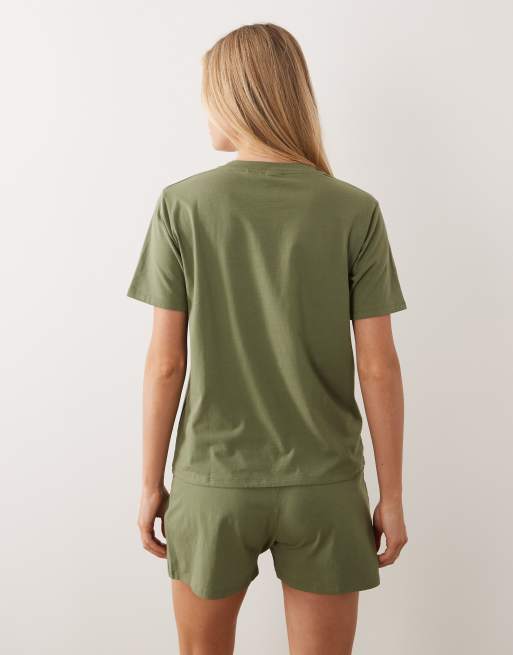 HUGO - Bodywear - T-shirt confort d'ensemble avec taille à logo - Vert foncé, 4 de 4