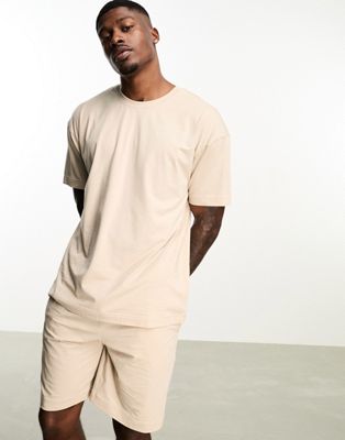 HUGO Bodywear t-shirt with branding in beige