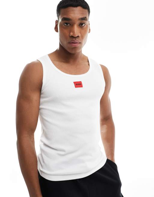 HUGO - Bodywear - Tanktop in wit met rood label