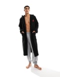 [Hugo Red] HUGO Bodywear terry hooded gown in black W38 Black