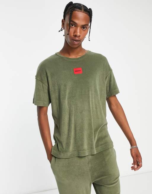HUGO Bodywear – Terry Me – Frottee-T-Shirt in Khaki