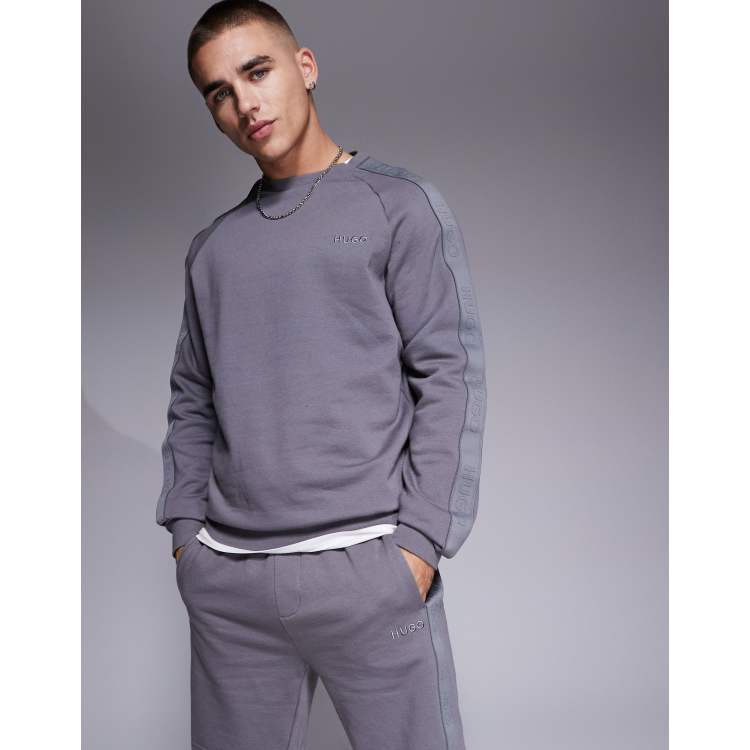 HUGO Bodywear tonal logo sweatshirt in grey ASOS