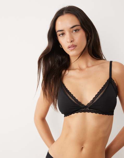 HUGO Bodywear – Triangel-BH in Schwarz mit Logo-Etikett - view 1