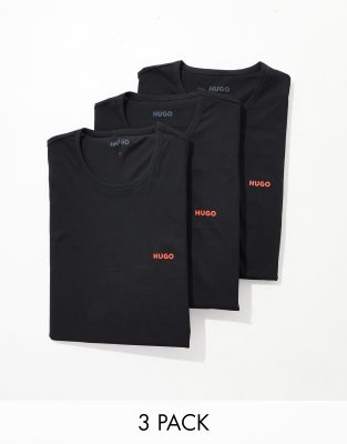 HUGO Bodywear triplet pack T-shirt in black