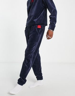 HUGO Bodywear Velvet rib joggers in navy