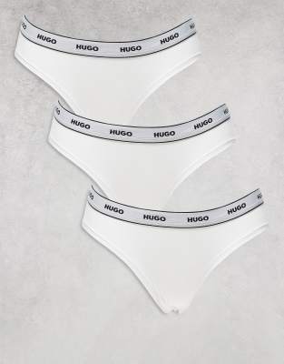 HUGO Bodywear - Weiße Slips mit Logobund im 3er-Set