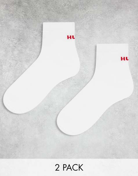 HUGO Bodywear – Zestaw 2 par białych skarpetek do kostki z czerwonym logo - view 1