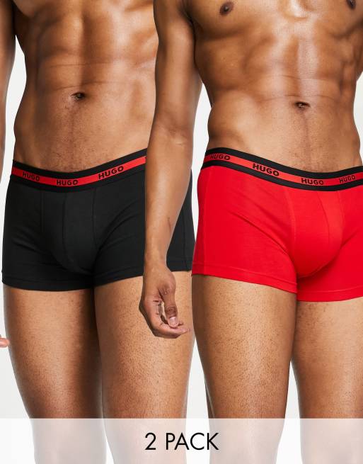 HUGO bodywear – Zestaw 2 par obcisłych bokserek w różnych kolorach z logo na pasku 