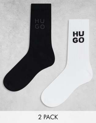 Hugo Bodywear – Zestaw 2 par skarpetek ze ściągaczami w kolorach czarnym i białym
