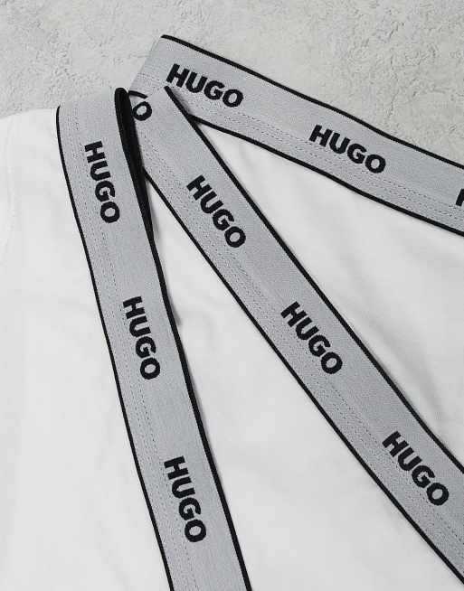HUGO Bodywear – Zestaw 3 par białych stringów z logo w talii, 3 z 3