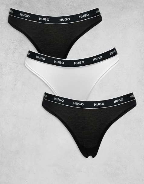 HUGO Bodywear 3-pack of thongs in black and white