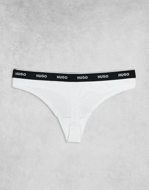HUGO Bodywear – Zestaw 3 par stringów w kolorach czarnym i białym, 3 z 3