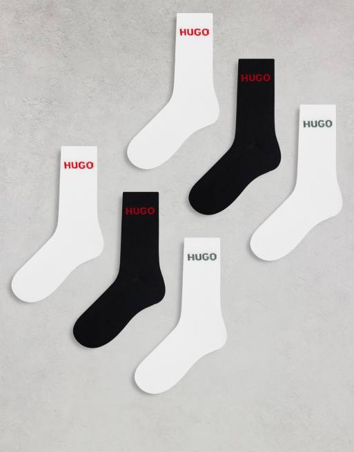 HUGO Bodywear – Zestaw 6 par skarpetek w kolorach czarnym i białym z logo