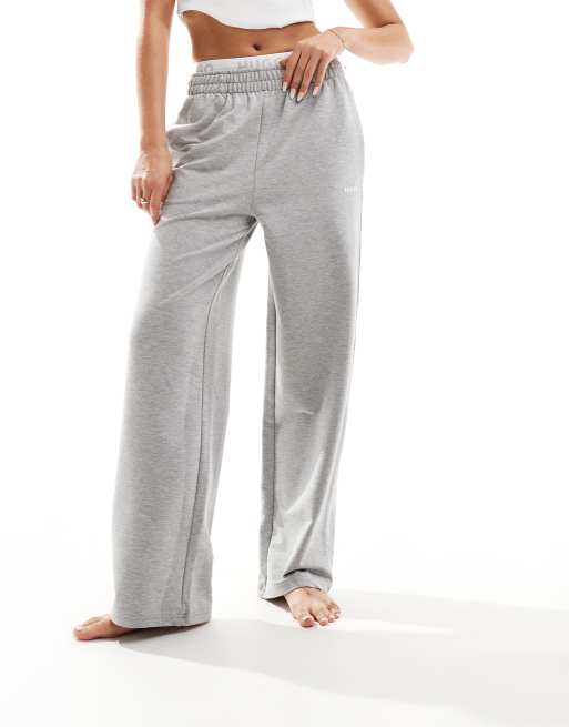 HUGO Bodywear – Zoe – Szerokie srebrne spodnie