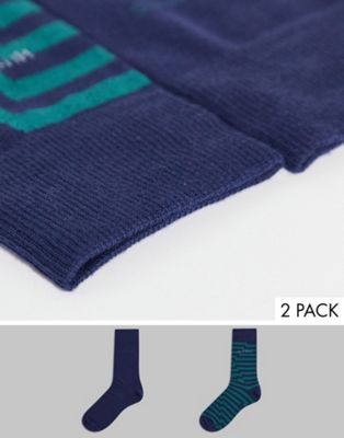 Hugo Boss 2 pack socks in blue stripe