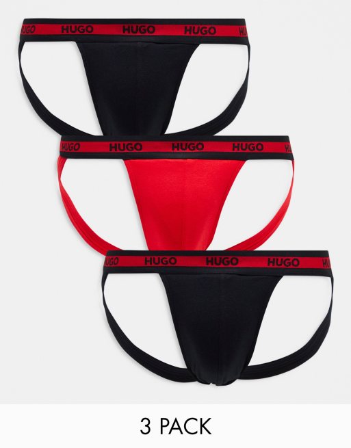 Hugo Boss 3 pack jockstraps in black and red