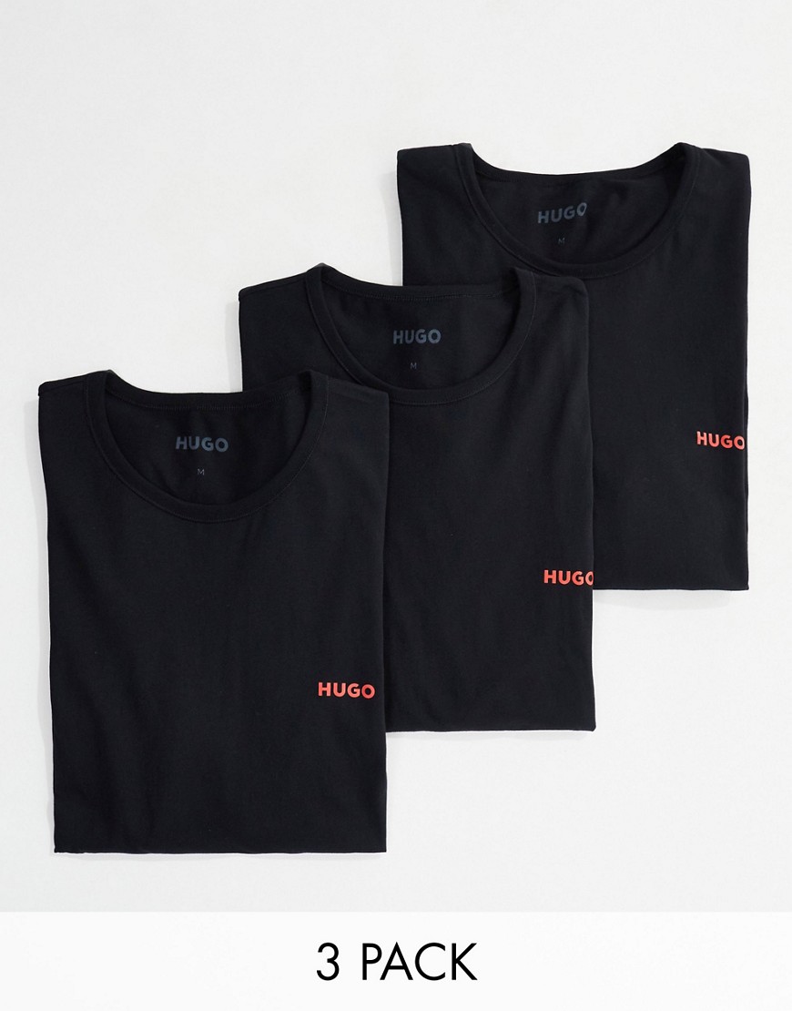 Hugo Boss 3 pack long sleeve t-shirts in black