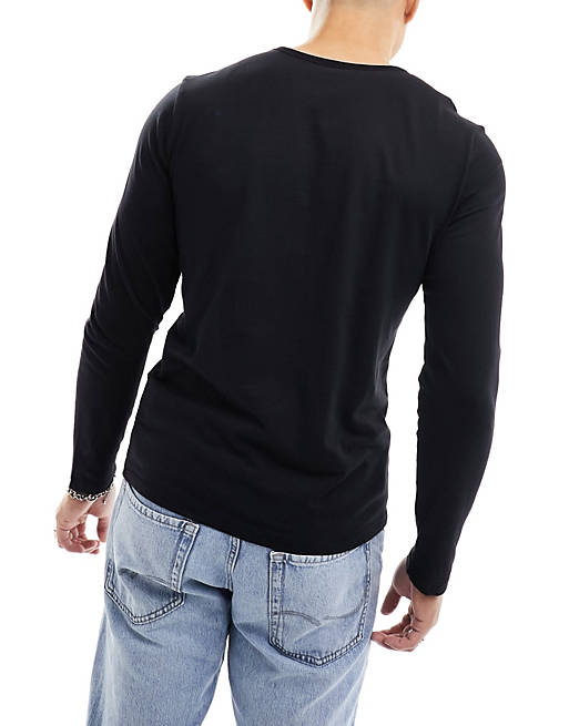 Hugo Boss 3 pack long sleeve t-shirts in black | ASOS