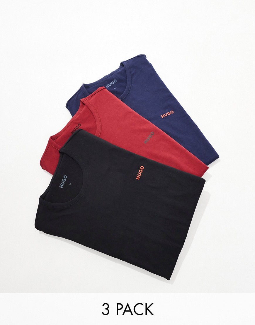Hugo Boss 3 pack t-shirts in black, red and blue-Multi