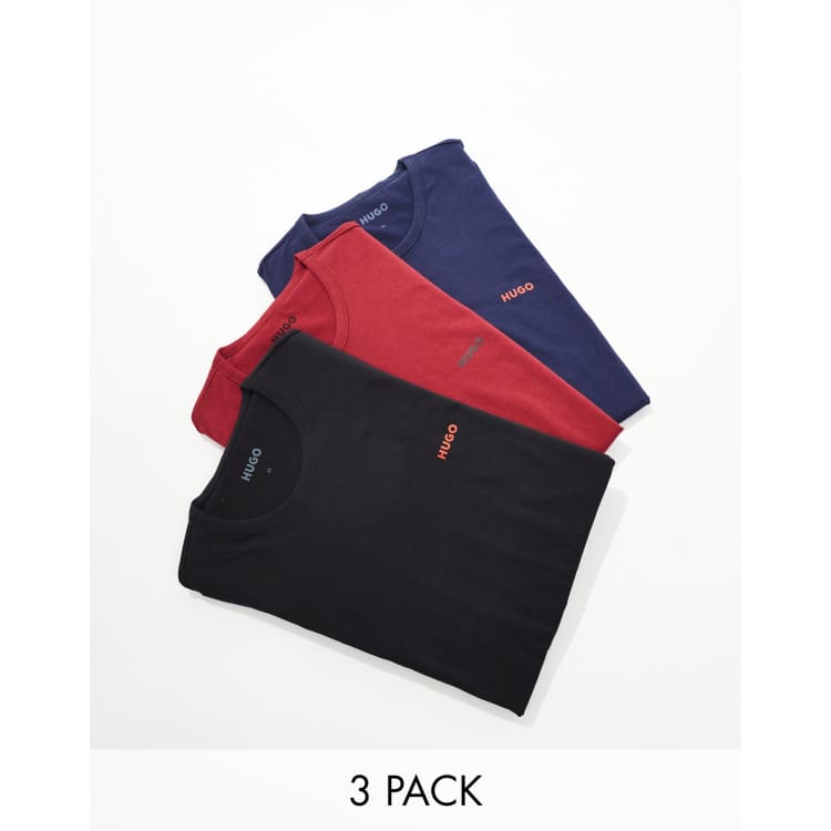 Hugo Boss 3 pack t shirts in black red and blue