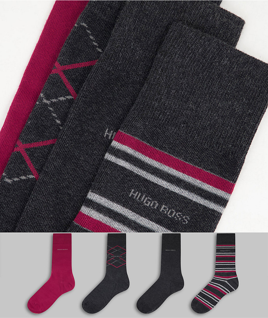 Hugo Boss – 4er-Pack Socken in Anthrazit-Grau