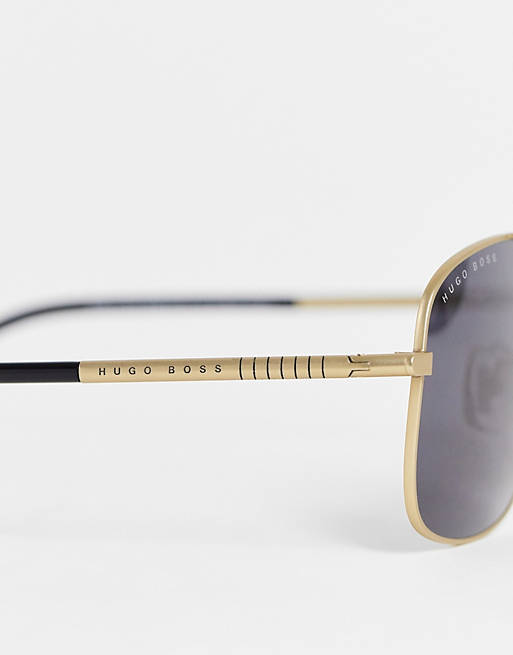 Bedienen afschaffen Zoekmachinemarketing Hugo Boss - Aviator zonnebril met metalen montuur in goud 1177/F/S | ASOS