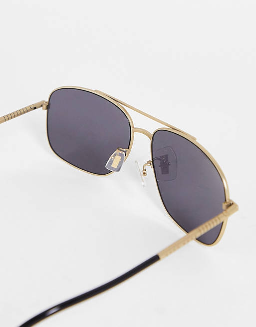 Bedienen afschaffen Zoekmachinemarketing Hugo Boss - Aviator zonnebril met metalen montuur in goud 1177/F/S | ASOS