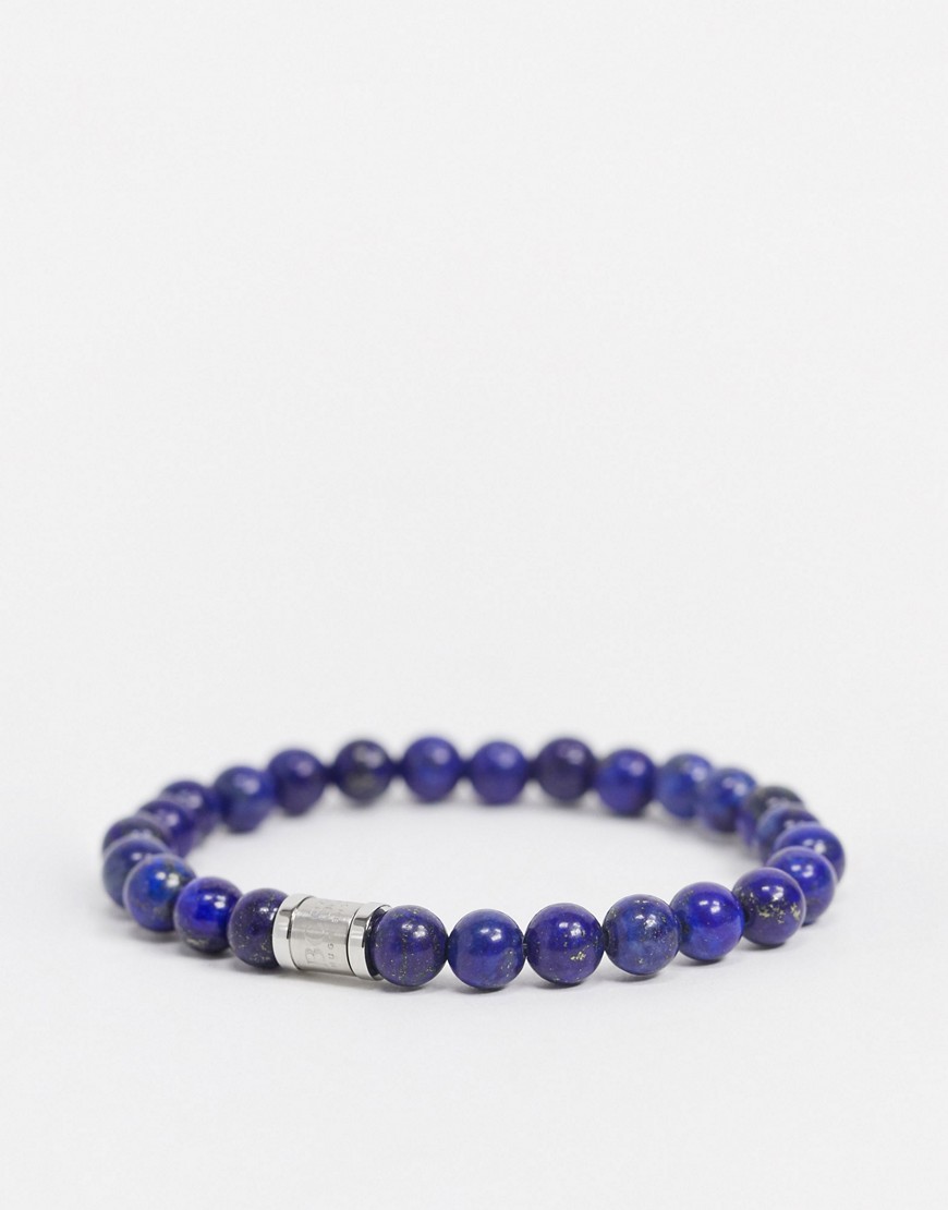 Hugo Boss beaded bracelet in navy with magnetic clasp