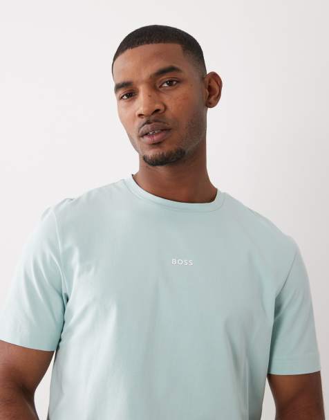 Hugo Boss – Blå t-shirt i bomull med kontrasterande logga - view 1