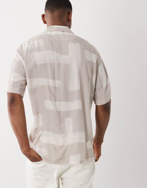 Hugo Boss - Camicia a maniche corte grigia con stampa e bottoni, 5 di 5
