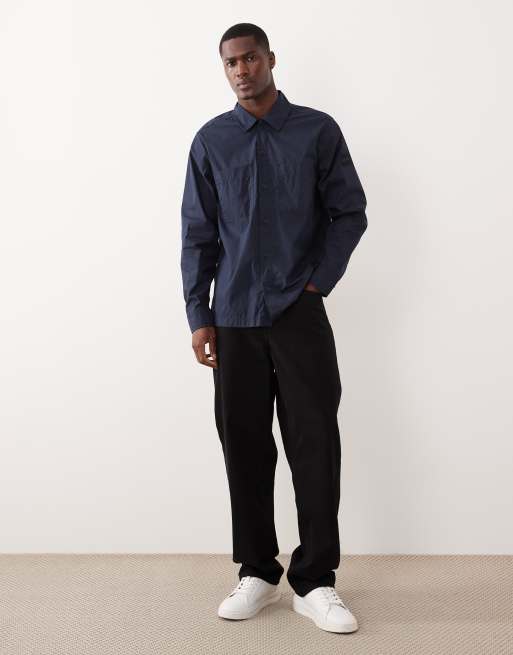 HUGO BOSS - Camicia a maniche lunghe blu scuro con bottoni, 2 di 5