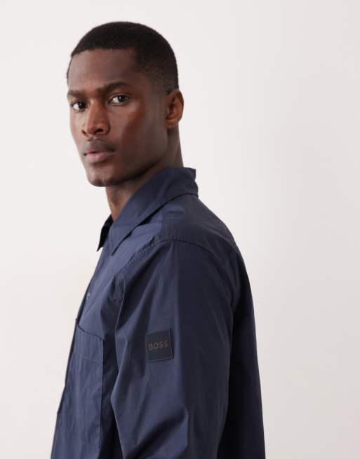 HUGO BOSS - Camicia a maniche lunghe blu scuro con bottoni, 4 di 5