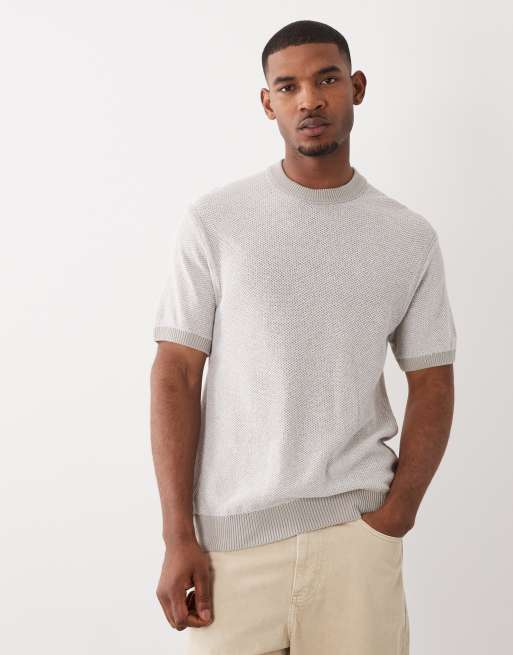Hugo Boss - Camiseta gris de corte estándar y manga corta de punto, 3 de 5