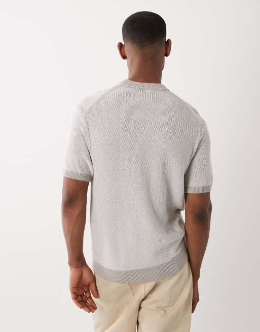 Hugo Boss - Camiseta gris de corte estándar y manga corta de punto, 5 de 5