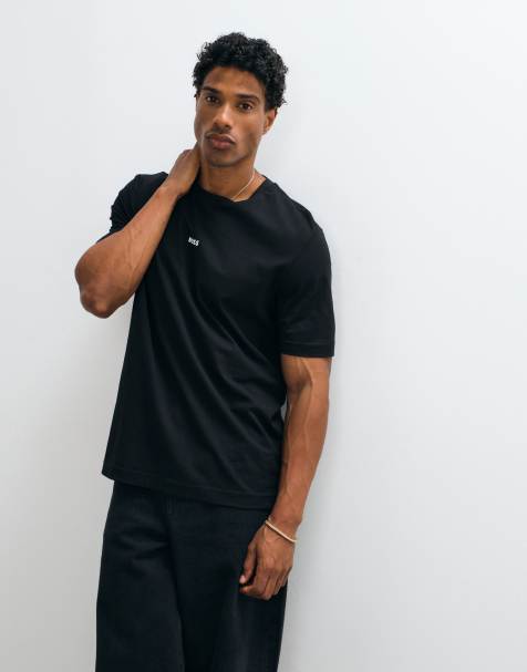 Hugo Boss - camiseta negra de corte relajado con pequeño gráfico - view 1