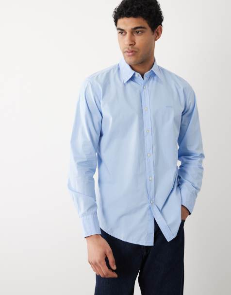 Hugo BOSS - Chemise boutonnée classique à manches longues en coton mélangé - Bleu - view 1