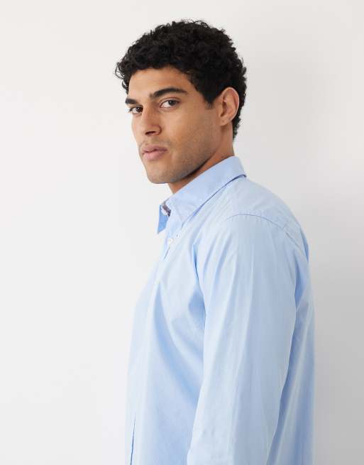 Hugo BOSS - Chemise boutonnée classique à manches longues en coton mélangé - Bleu, 3 de 5