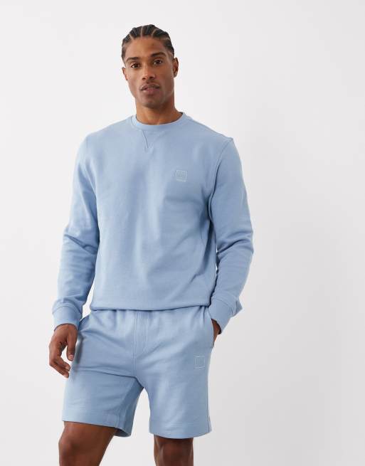 Hugo Boss co-ord regular fit shorts in light blue, 2 of 5